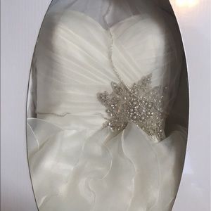 Soft White Wedding Ballgown with Sequin-Edge Veil